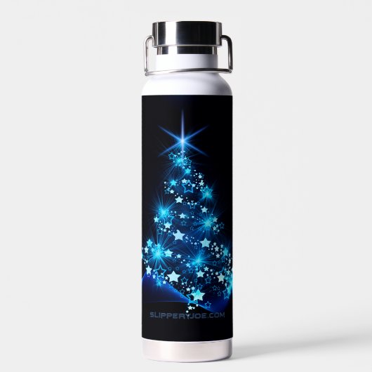 Weihnachtsbaum SlipperyJoe strahlt blau s Trinkflasche (Rückseite)