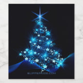 Weihnachtsbaum SlipperyJoe strahlt blau s Weinetikett (Einzelnes Label)