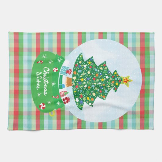 Weihnachtsbaum Snow Globe Design Geschirrtuch (Horizontal)
