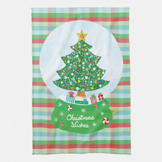 Weihnachtsbaum Snow Globe Design Geschirrtuch (Vertikal)