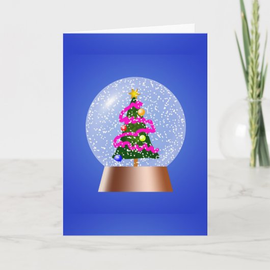 Weihnachtsbaum Snow Globe Feiertagskarte (Vorderseite)