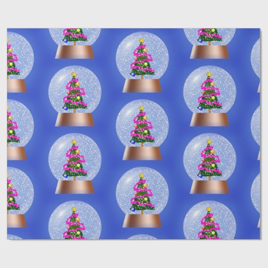 Weihnachtsbaum Snow Globe Geschenkpapier (Flach)