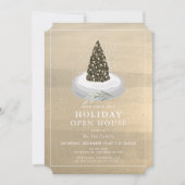 Weihnachtsbaum Snow Globe Gold Holiday Open House Einladung (Vorderseite)
