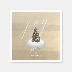 Weihnachtsbaum Snow Globe Gold Joliday Paper Serviette