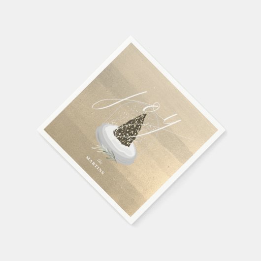 Weihnachtsbaum Snow Globe Gold Joliday Paper Serviette (Ecke)