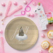 Weihnachtsbaum Snow Globe Gold Joliday Pappteller (Party)