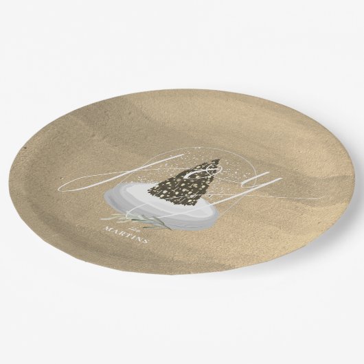 Weihnachtsbaum Snow Globe Gold Joliday Pappteller (Schrägansicht)