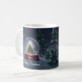 Weihnachtsbaum Snow Globe Kaffeetasse (Vorderseite Links)