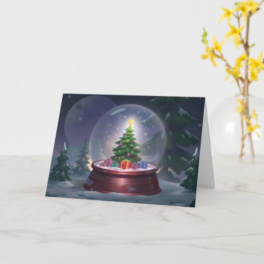 Weihnachtsbaum Snow Globe Karte (Gelbe Blume)