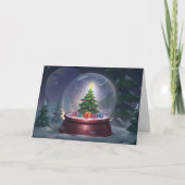 Weihnachtsbaum Snow Globe Karte (Vorderseite)