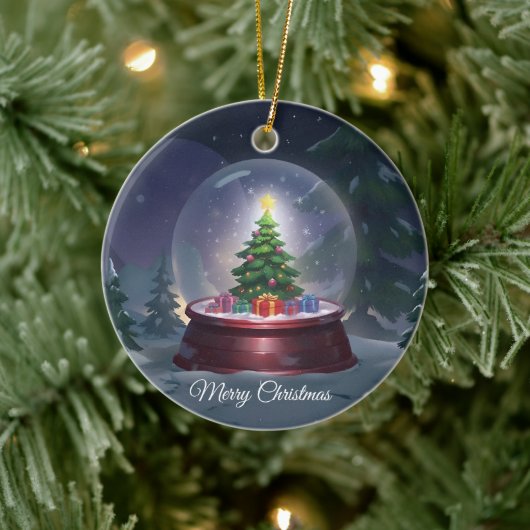 Weihnachtsbaum Snow Globe Keramik Ornament (Baum)