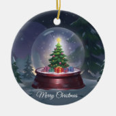 Weihnachtsbaum Snow Globe Keramik Ornament (Vorne)