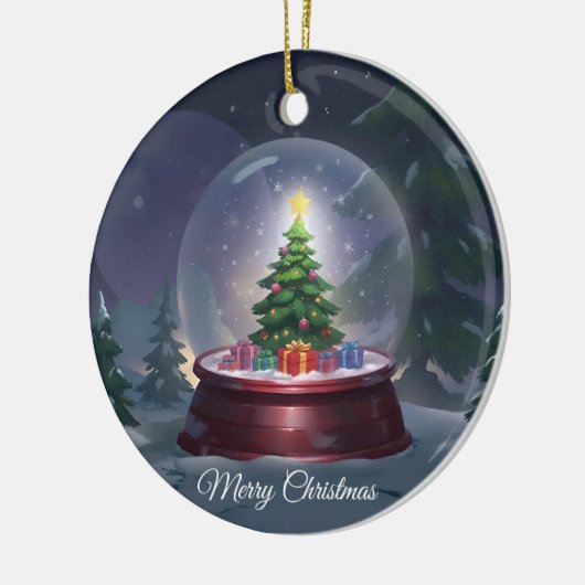 Weihnachtsbaum Snow Globe Keramik Ornament (Links)
