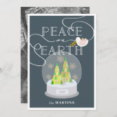 Weihnachtsbaum Snow Globe Navy Weihnachtsfest Foto Einladung (Vorne/Hinten)