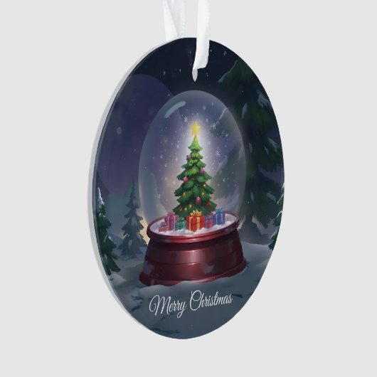 Weihnachtsbaum Snow Globe Ornament (Vorderseite)