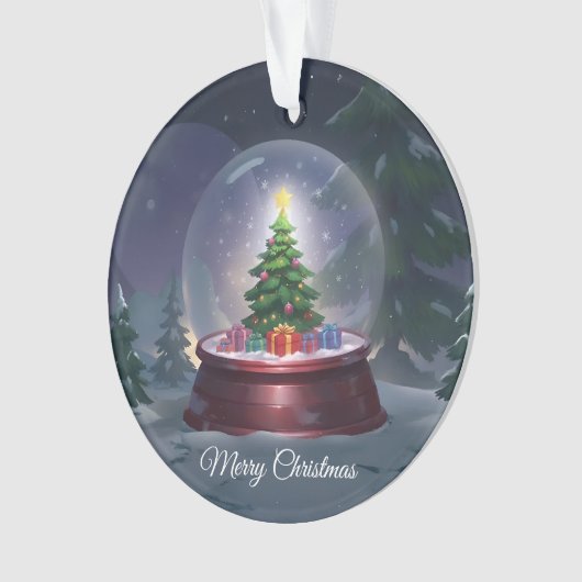 Weihnachtsbaum Snow Globe Ornament (Vorderseite)