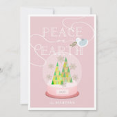 Weihnachtsbaum Snow Globe Pink Weihnachtskarte Einladung (Vorderseite)