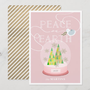 Weihnachtsbaum Snow Globe Pink Weihnachtskarte Einladung
