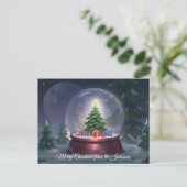 Weihnachtsbaum Snow Globe Postkarte (Stehend Vorderseite)