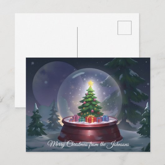 Weihnachtsbaum Snow Globe Postkarte (Vorne/Hinten)