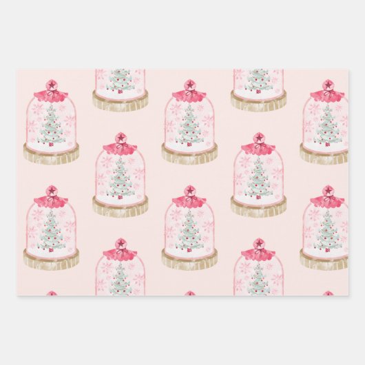 Weihnachtsbaum Snow Globe Urlaub Geschenkpapier Set (Vorderseite)