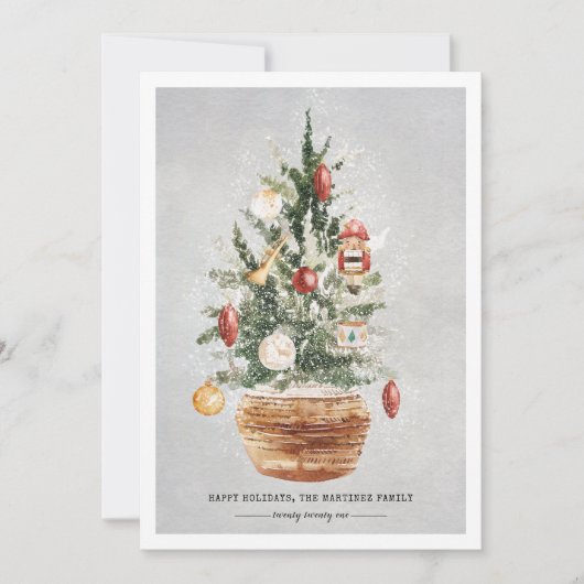 Weihnachtsbaum Snow Happy Holidays Weihnachtskarte (Vorderseite)