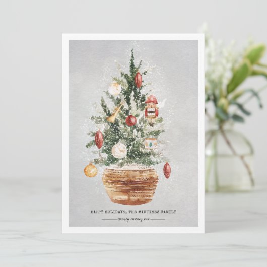 Weihnachtsbaum Snow Happy Holidays Weihnachtskarte (Stehend Vorderseite)