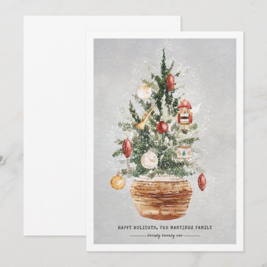 Weihnachtsbaum Snow Happy Holidays Weihnachtskarte (Vorne/Hinten)