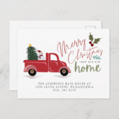 Weihnachtsbaum Snow Man Holiday Moving Ankündigungspostkarte (Vorne/Hinten)