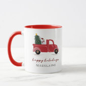 Weihnachtsbaum Snow Man Name Holiday Tasse (Links)
