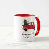 Weihnachtsbaum Snow Man Name Holiday Tasse (VorderseiteRechts)