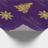 Weihnachtsbaum-Snowflake auf Lila Wrapping Geschenkpapier (Ecke)