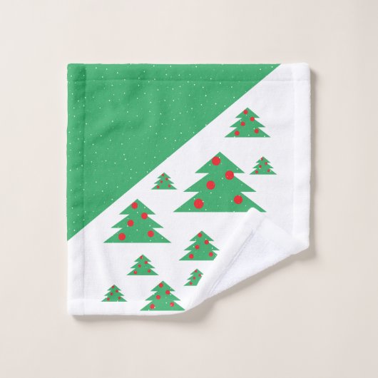 Weihnachtsbaum Snowflake Green Holiday Pattern Badhandtuch Set (Waschlappen)