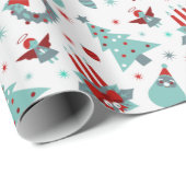 Weihnachtsbaum Snowflake Muster Rot Geschenkpapier (Rolleneckpunkt)