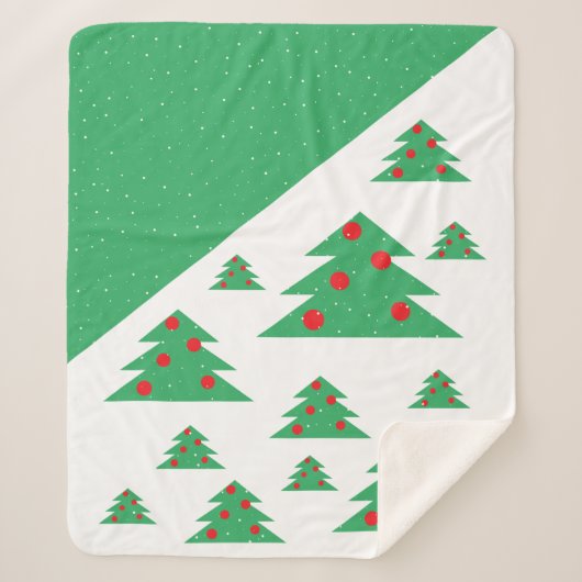 Weihnachtsbaum Snowflake Rotes Grün Weihnachten Sherpadecke (Vorderseite)