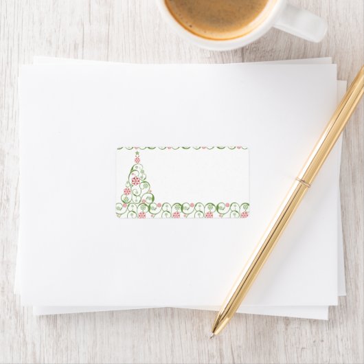 Weihnachtsbaum Snowflake Swirt Weihnachtslabel Adressaufkleber (Insitu)