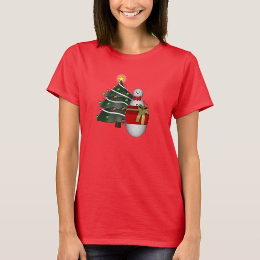 Weihnachtsbaum Snowman Holiday Niedlich T-Shirt (Vorderseite)