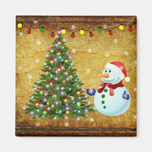 Weihnachtsbaum Snowman Magnet