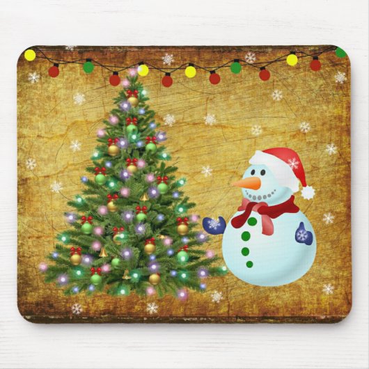 Weihnachtsbaum Snowman Mousepad (Vorne)