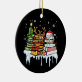 Weihnachtsbaum Snowman Reindeer Buch Bibliothekar Keramik Ornament (Rechts)