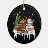 Weihnachtsbaum Snowman Reindeer Buch Bibliothekar Keramik Ornament (Links)