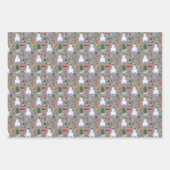 Weihnachtsbaum Snowman Schlitten Geschenke Glocken Geschenkpapier Set (Vorderseite 2)