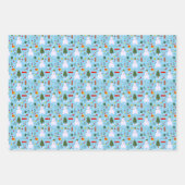 Weihnachtsbaum Snowman Schlitten Geschenke Glocken Geschenkpapier Set (Vorderseite 3)