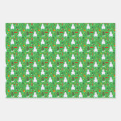 Weihnachtsbaum Snowman Schlitten Geschenke Glocken Geschenkpapier Set (Vorderseite 2)