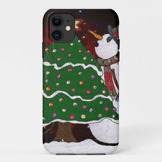Weihnachtsbaum Snowman Überraschung Kunst drucken Case-Mate iPhone Hülle (Rückseite)
