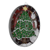 Weihnachtsbaum Snowman Überraschung Kunst drucken Dartscheibe (Vorderseite Links)