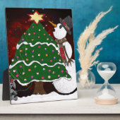 Weihnachtsbaum Snowman Überraschung Kunst drucken Fotoplatte (Seite)