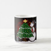 Weihnachtsbaum Snowman Überraschung Kunst drucken Kaffeetasse (Mittel)