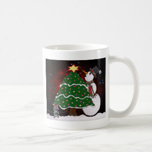 Weihnachtsbaum Snowman Überraschung Kunst drucken Kaffeetasse