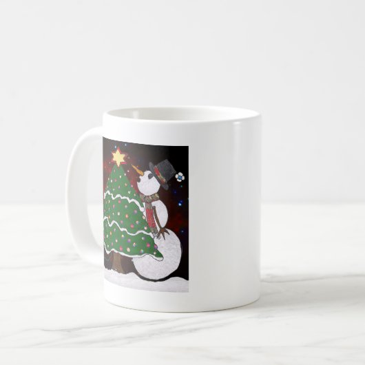 Weihnachtsbaum Snowman Überraschung Kunst drucken Kaffeetasse (Vorderseite Links)